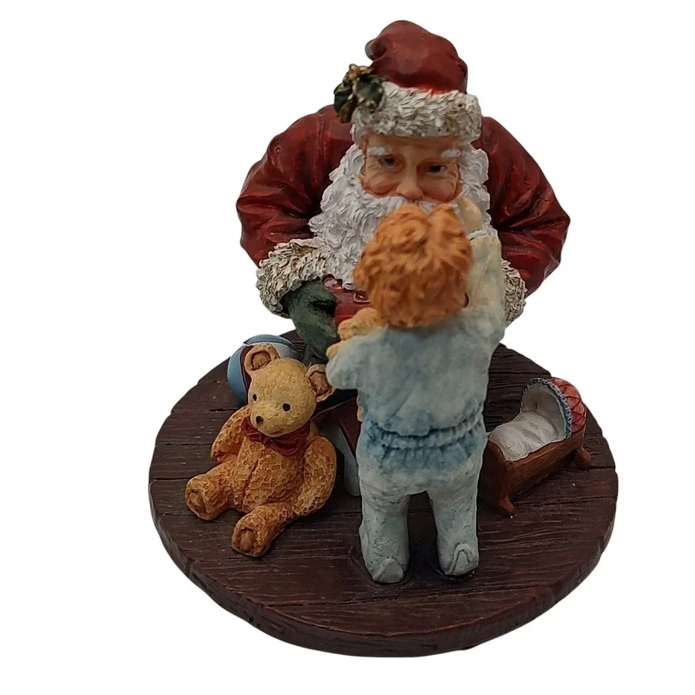 Winterland Collection Christmas Figurine Santa with Boy and Bear Resin‎ 1997